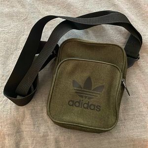Adidas 6X8 inch olive/army green multi pocket crossbody bag